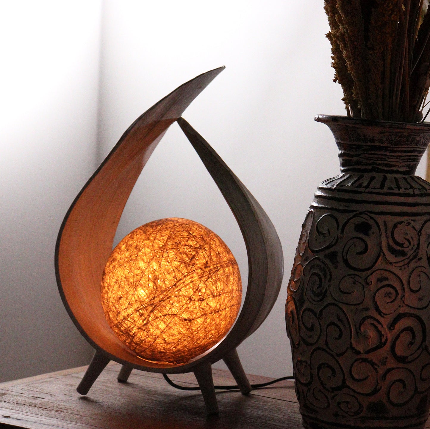 Natural Coconut Wrap Over Lamp