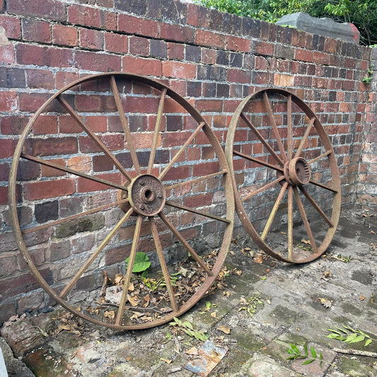 Antique Large Heavy Iron Cart Wheel