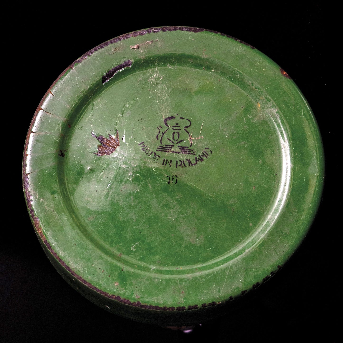 Vintage Green Enamel Polish Made Teapot