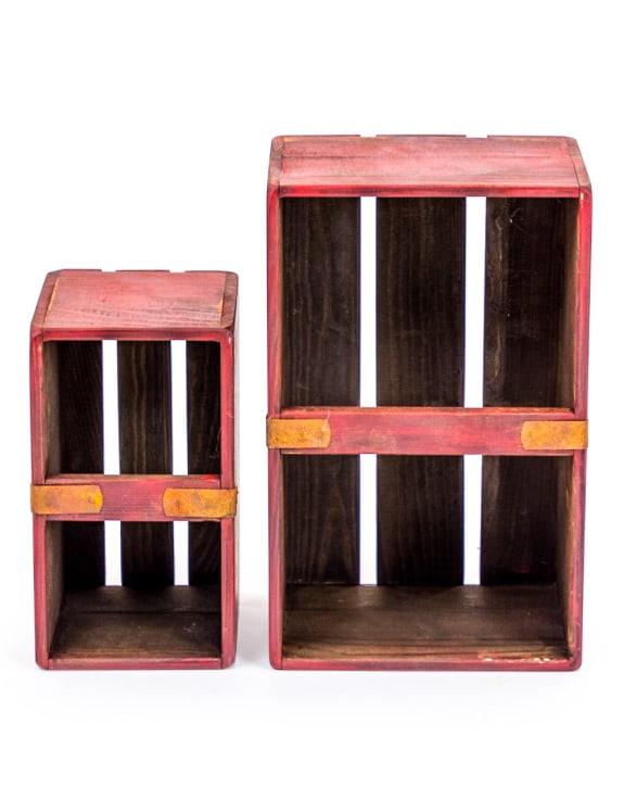 Antiqued Red Wooden Cola Storage Box / Crate