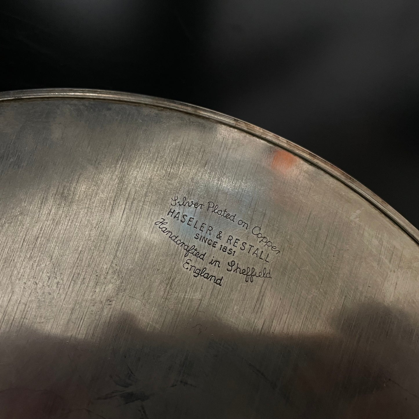 Vintage Haseler & Restall Sheffield Silver Plate On Copper Tray