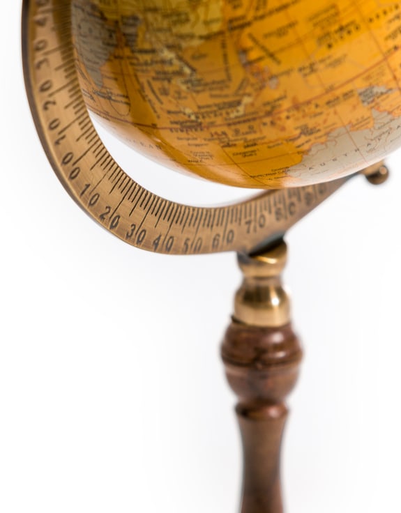 Antiqued Brown Globe on Wooden Stand