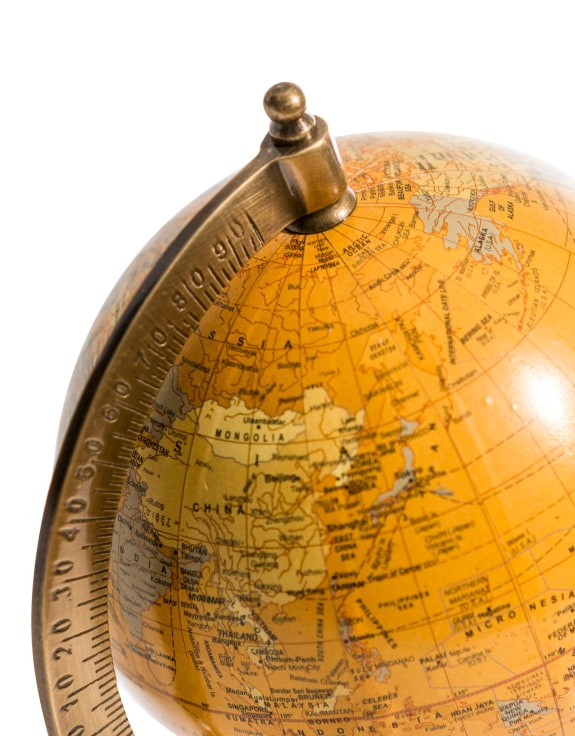 Antiqued Brown Globe on Wooden Stand
