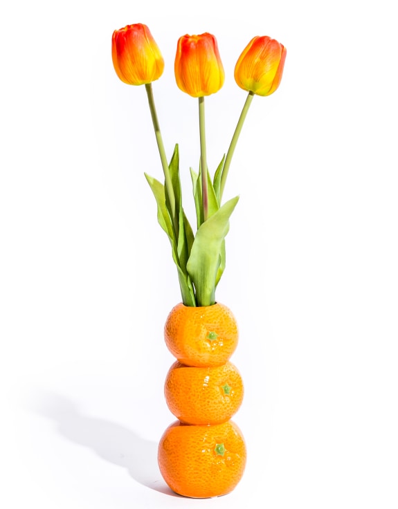 Ceramic Orange Stack Stem Vase