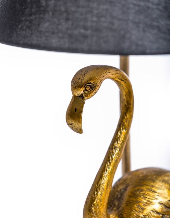 Antiqued Gold Flamingo Lamp w/ Black Shade