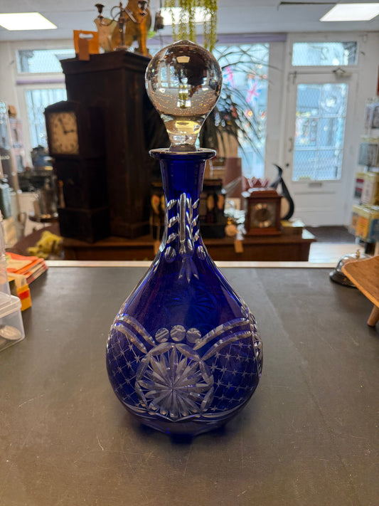 Blue Glass Decorative Decanter