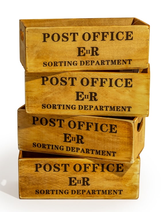 Antiqued "Post Office Sorting Dept" Wooden Box / Crate