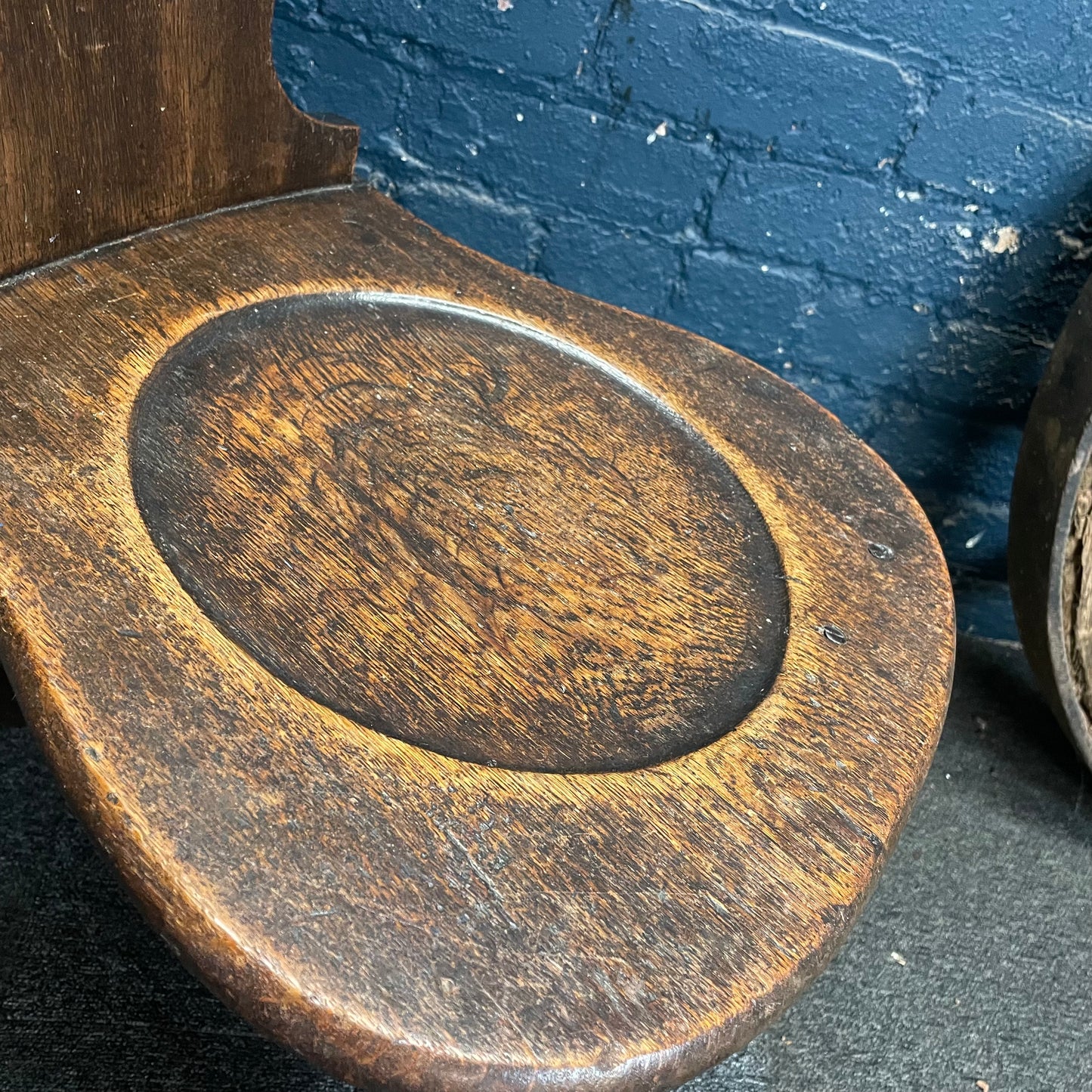 Antique Vintage Solid Oak Early 19th Century Hallway Chair