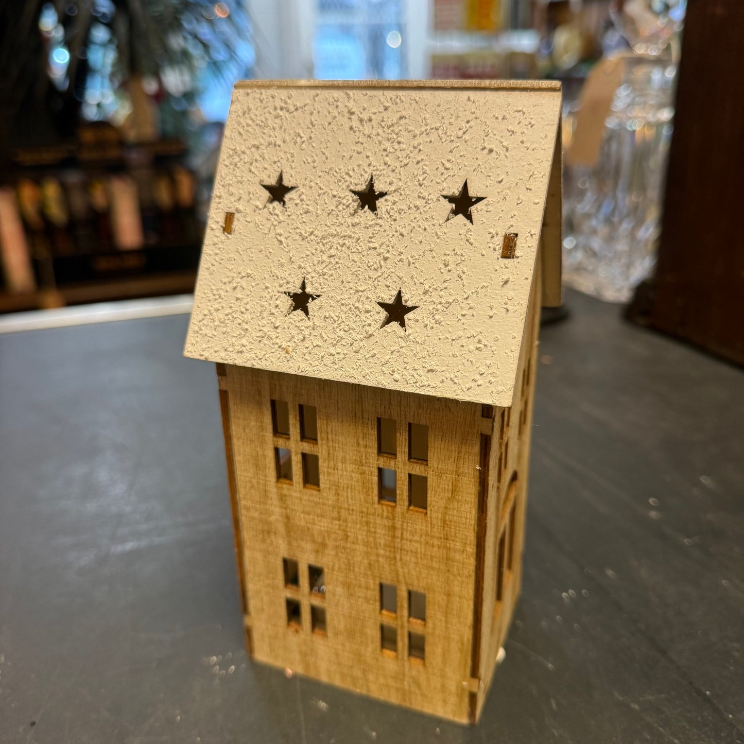 Light up wooden Christmas house decorations