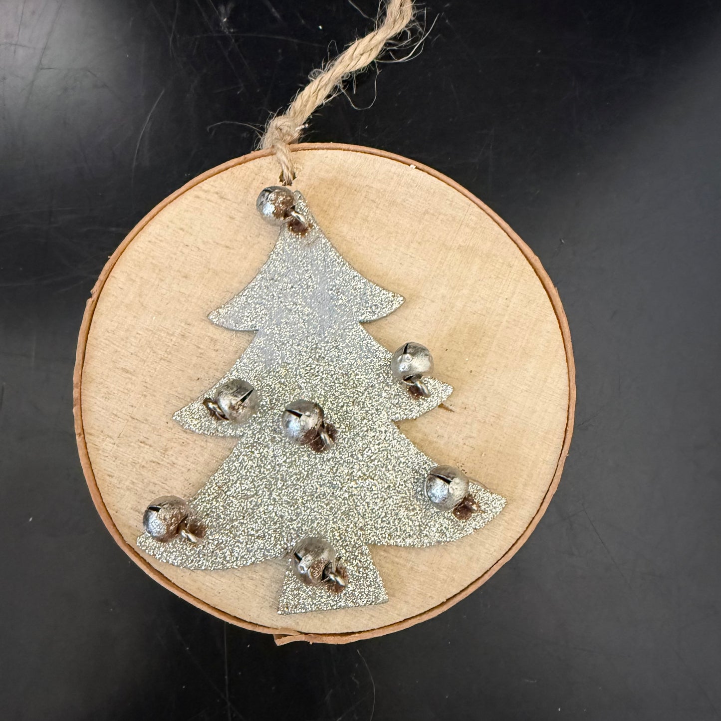 Rustic log style Christmas tree decoration