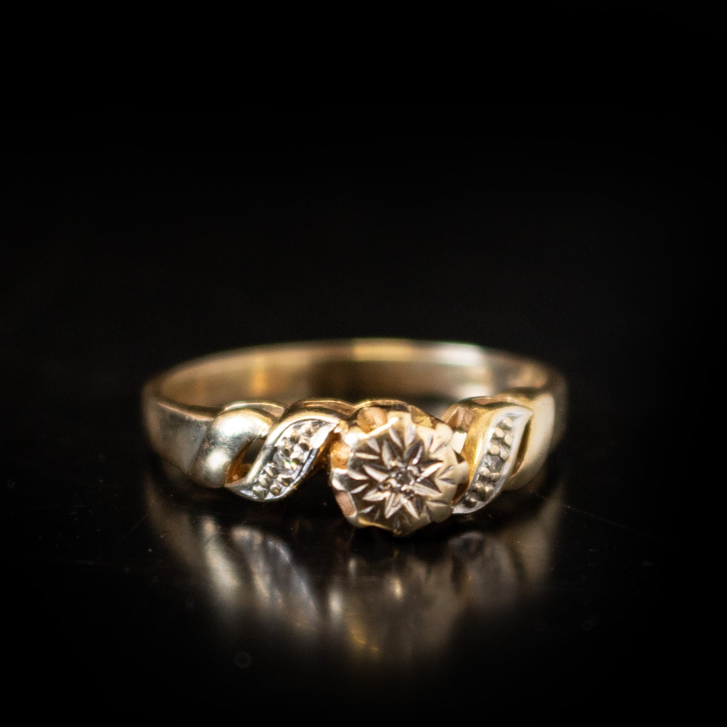 9ct Gold Diamond Set Ring Size M