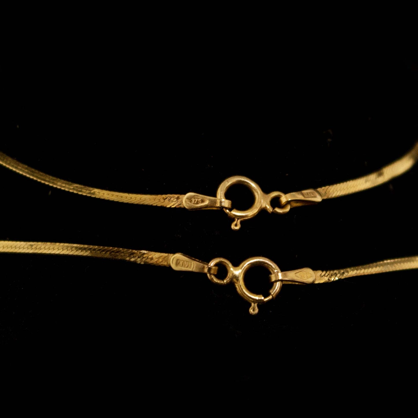 9ct Yellow Gold Herringbone Ladies Bracelet & Necklace Set Italy Made