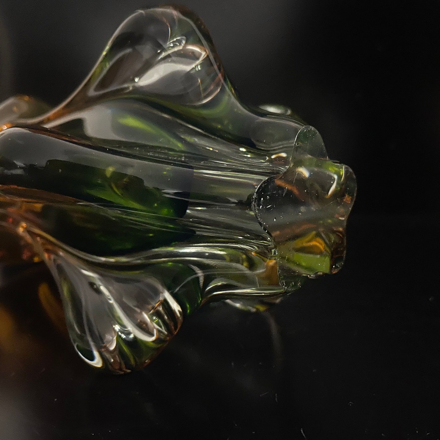 Vintage Mid Century Murano Amber Glass Vase