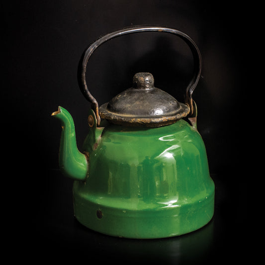 Vintage Green Enamel Polish Made Teapot