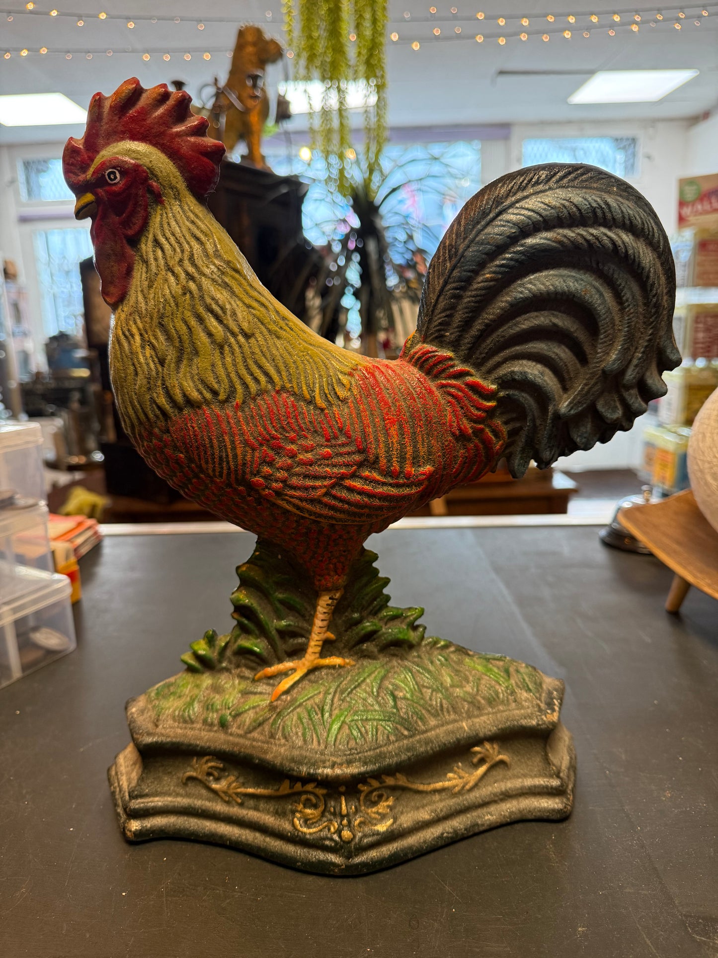 Cast  iron cockerel door stop