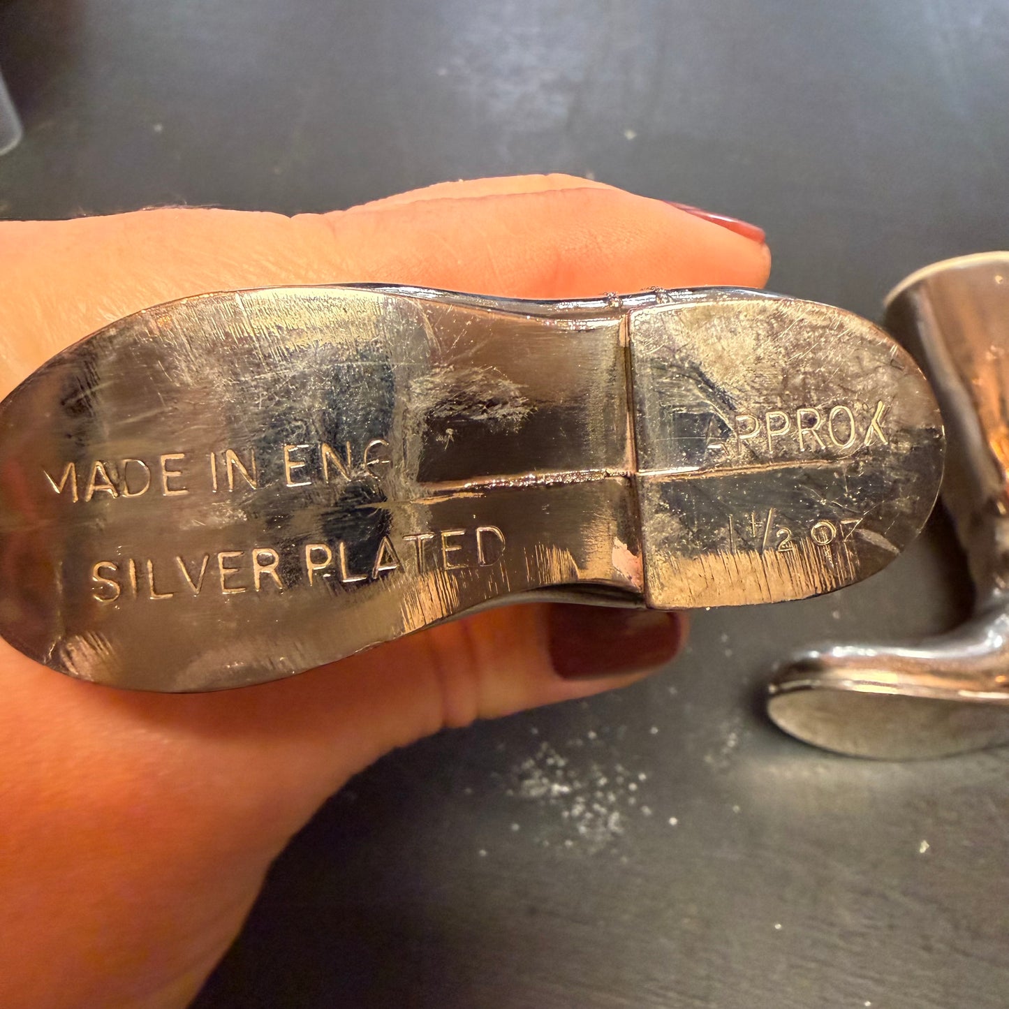 Pair of sliver plated boots