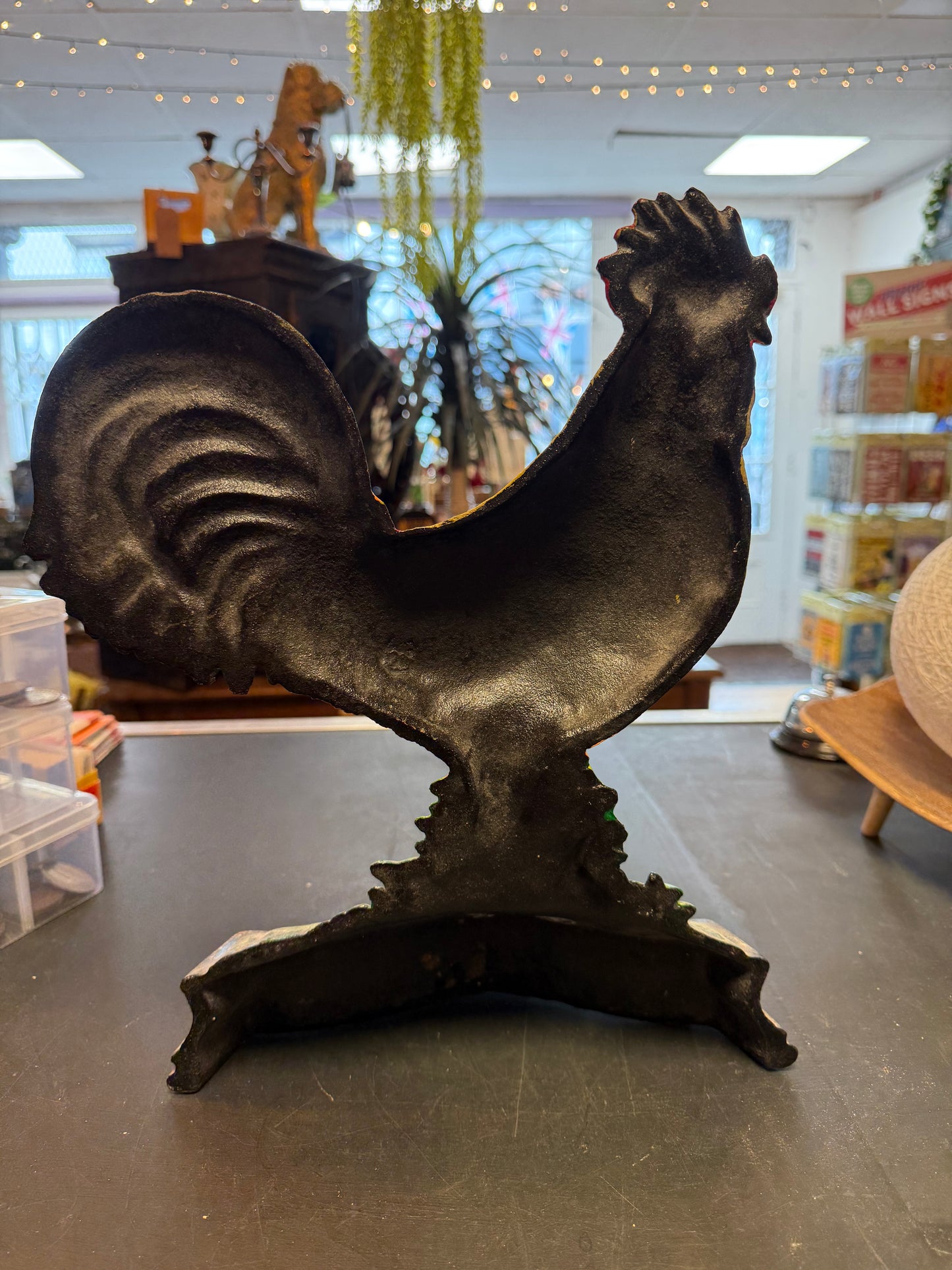Cast  iron cockerel door stop