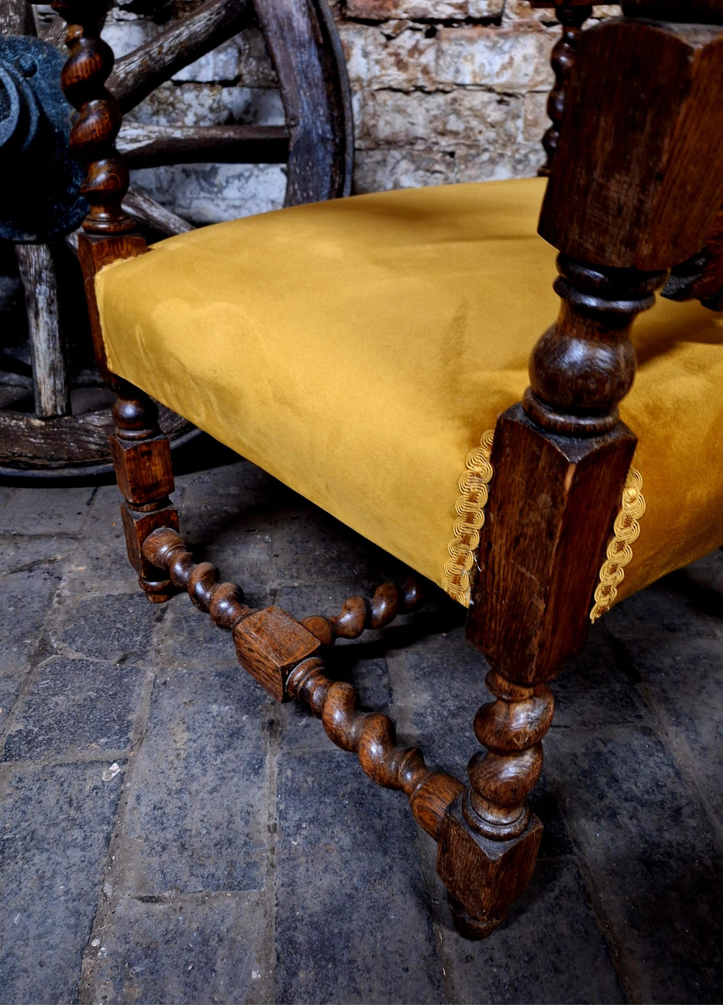 Antique Victorian Jacobean Revival Carved Throne Chair