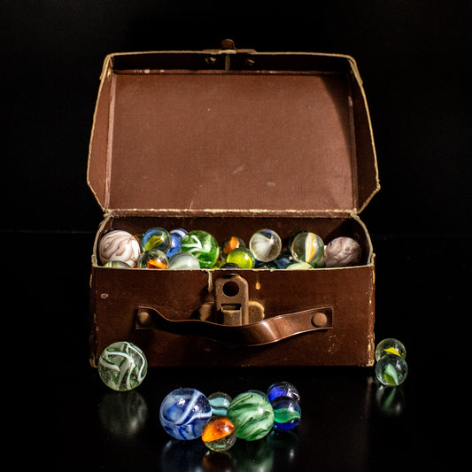 Vintage Miniature Suitcase Of Marbles