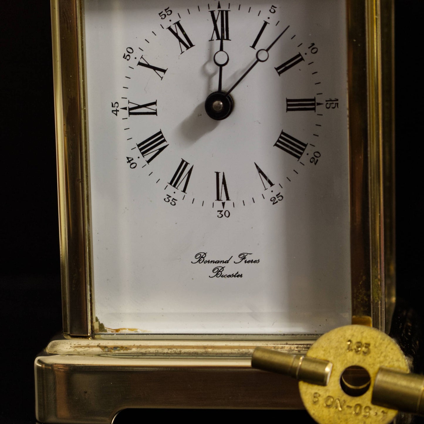 Vintage Mechanical Bornand Freres Brass Carriage Clock