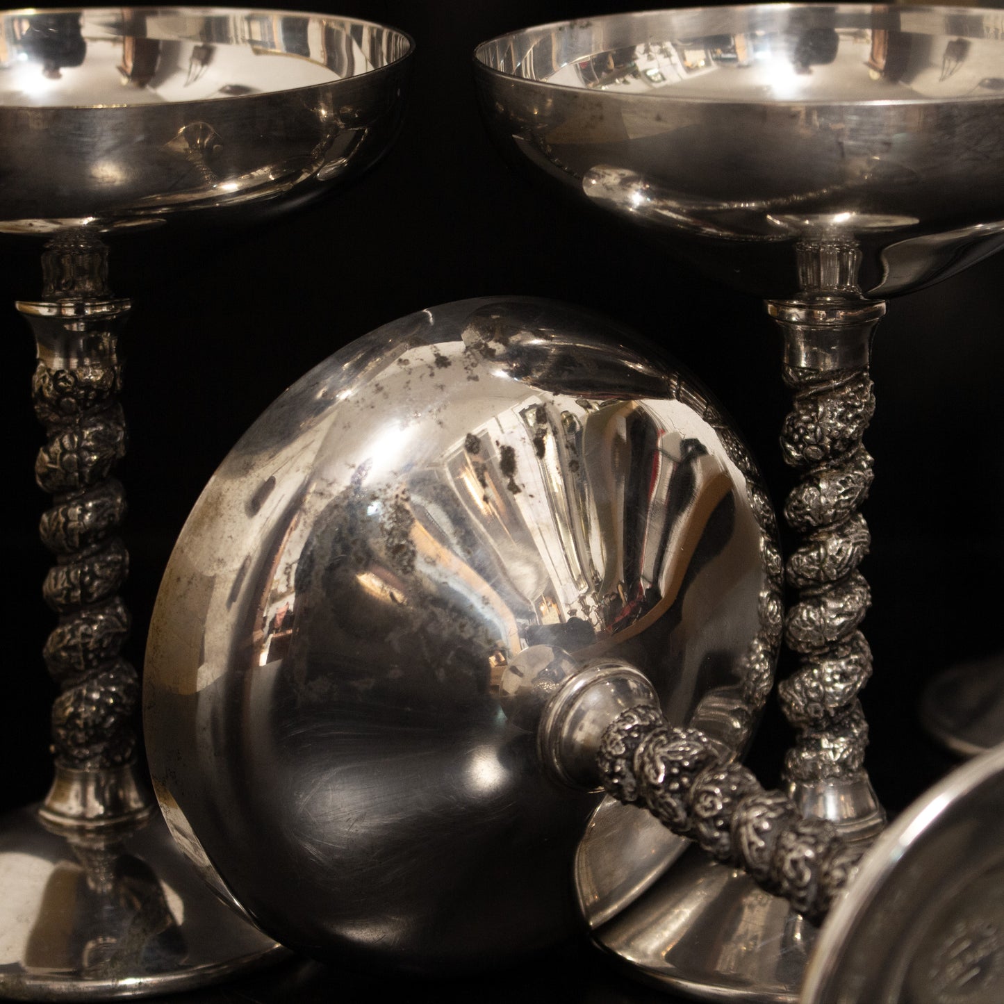 Vintage Valero Silver Plated Wine Goblets x4 Spanish Made