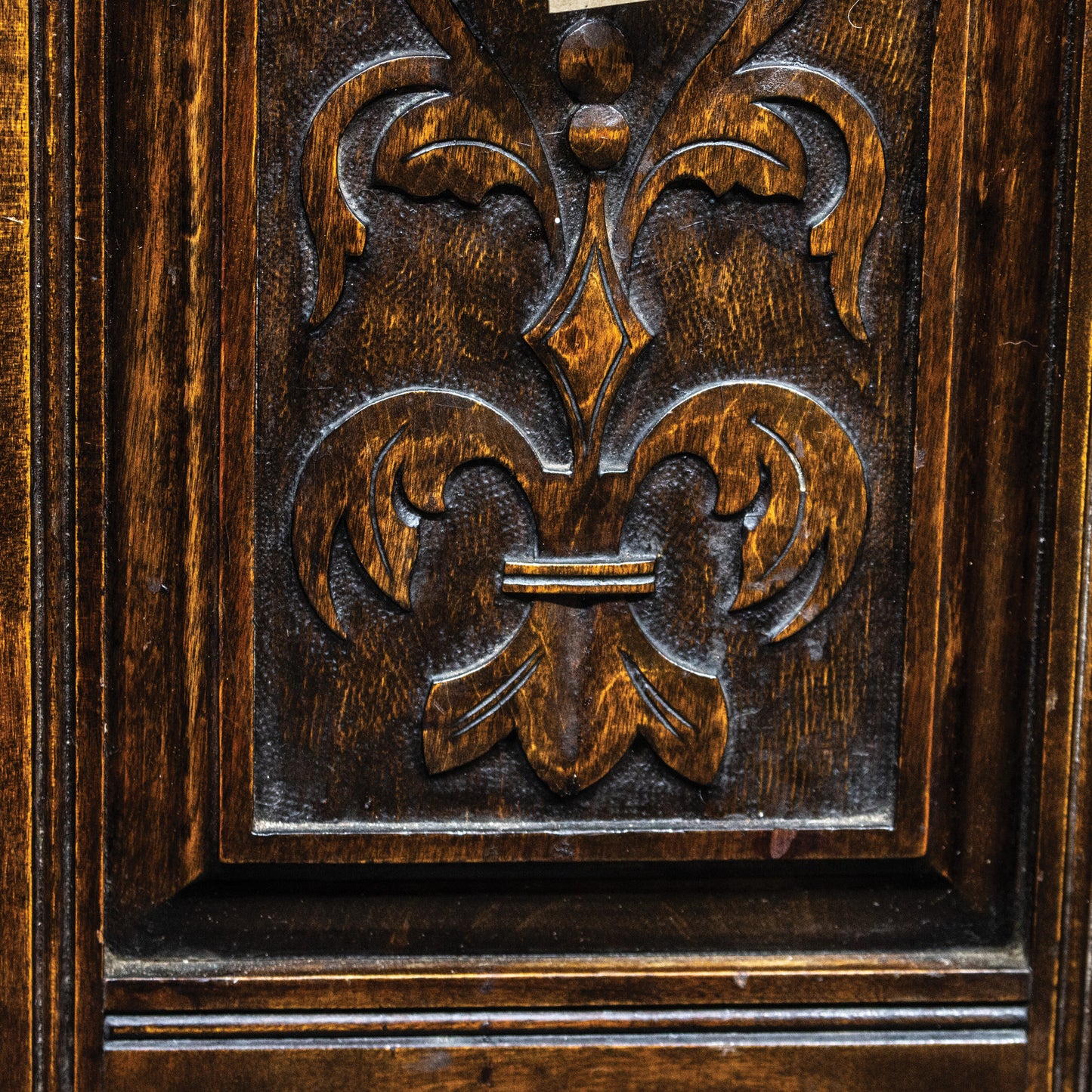 Antique Solid Oak Hand Carved Coal Scuttle With Liner