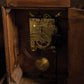 Antique Vintage Large Wooden Mechanical Mantel Clock With Brass Face