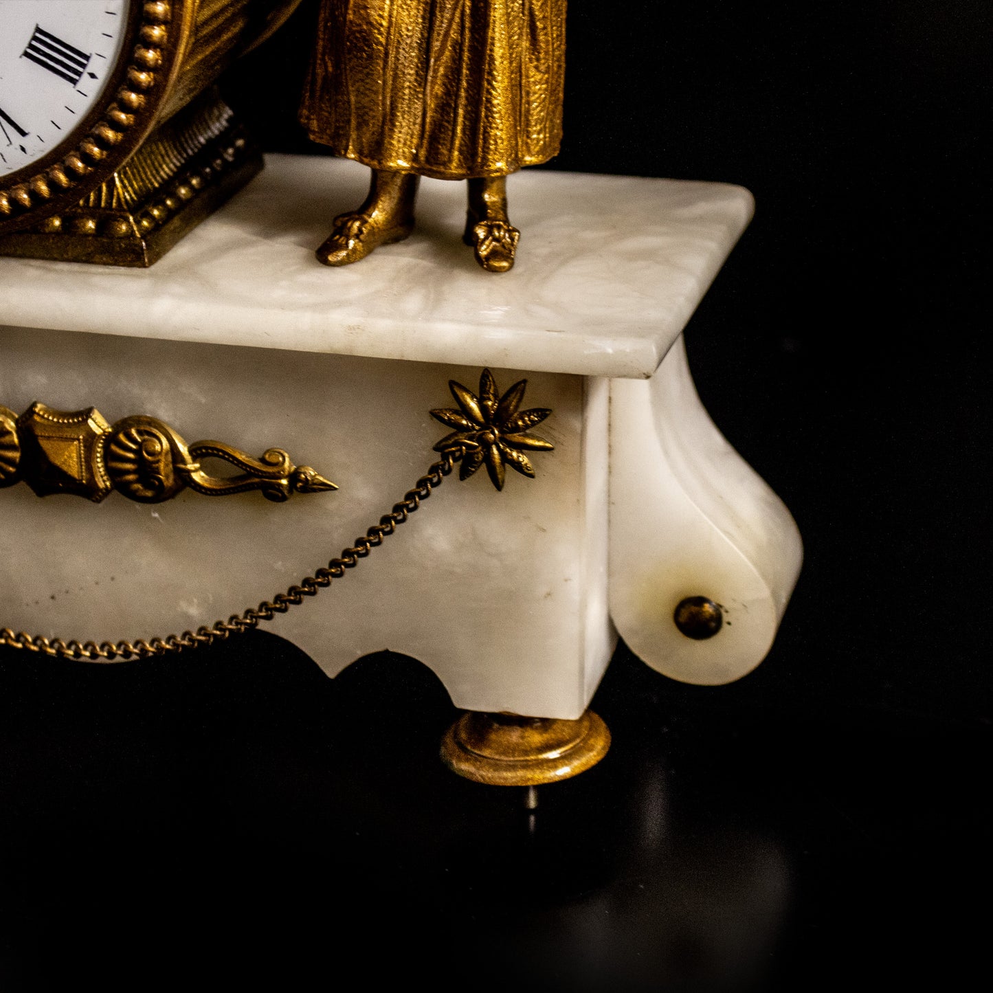 Antique Vintage French Gilt Marble Mantel Clock
