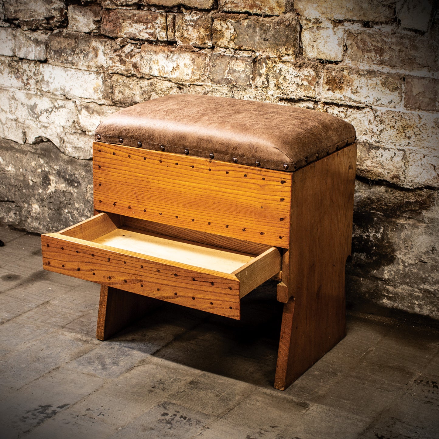 Vintage Piano Stool / Footstool With Drawer