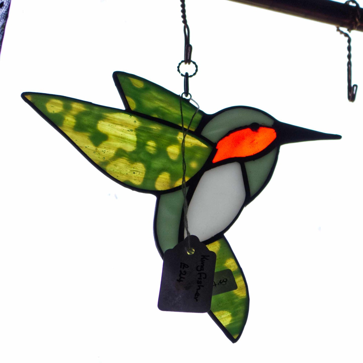 Handmade Kingfisher Bird Stained Glass Light Catcher