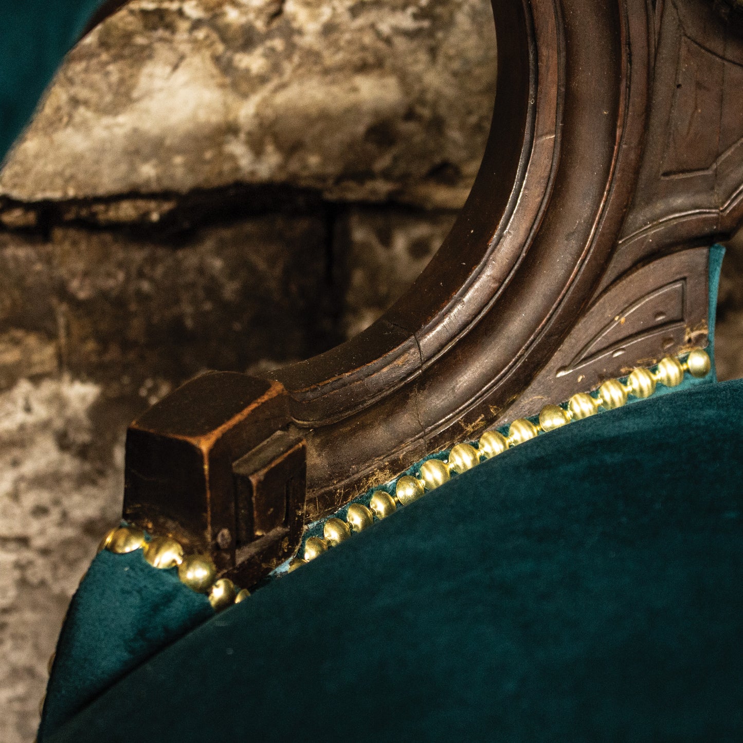 Antique Victorian Button Back Louis XV French Style Green Velvet Armchair