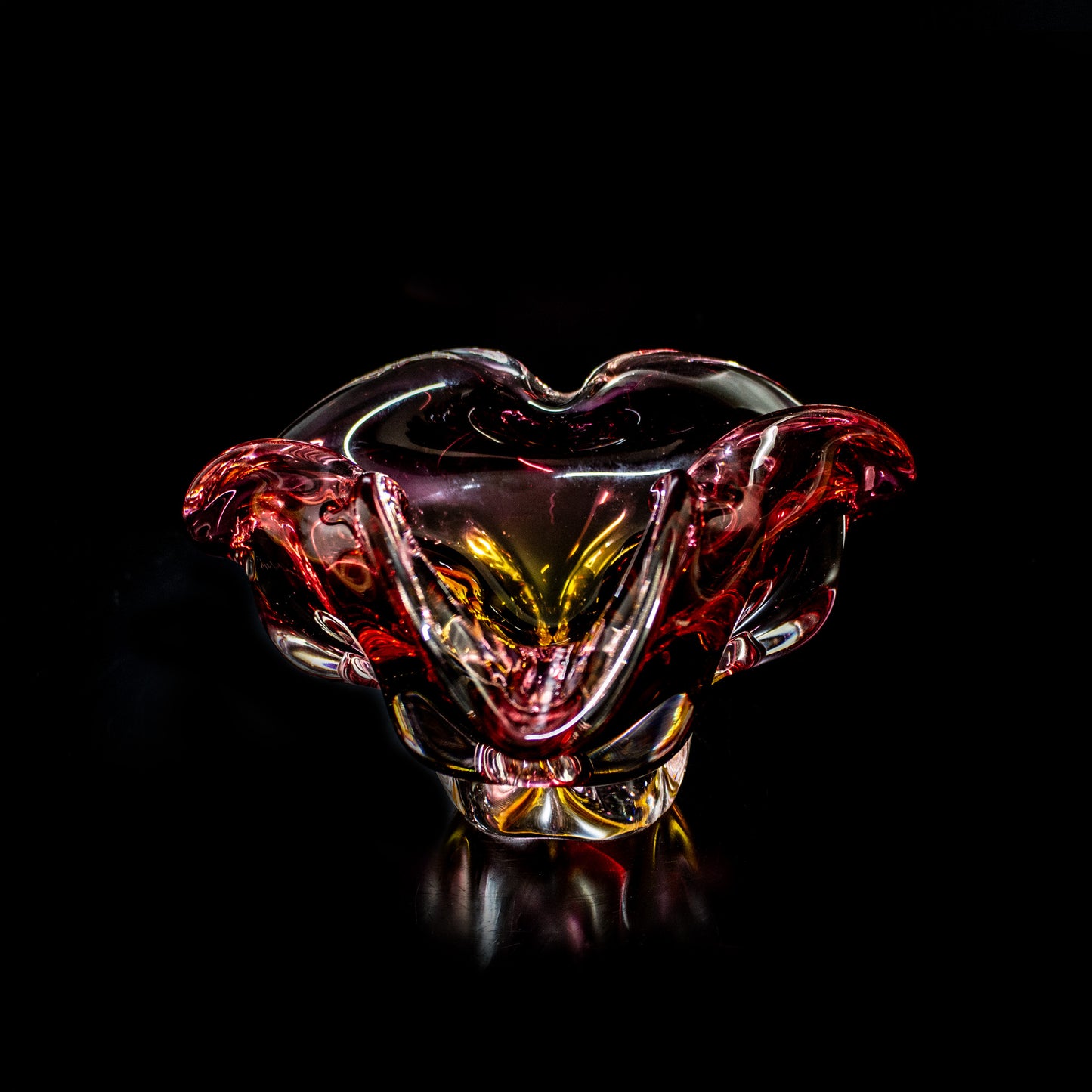 Vintage Mid Century Josef Hospodka Czech Chribska Handblown Glass Bowl