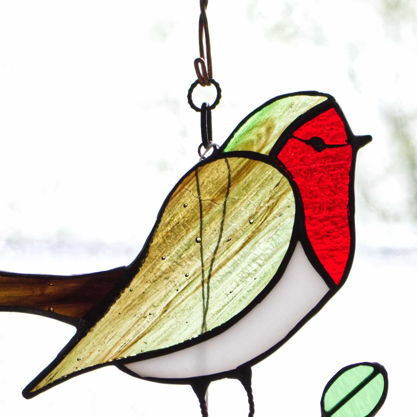 Handmade Stained Glass Robin Light Catcher