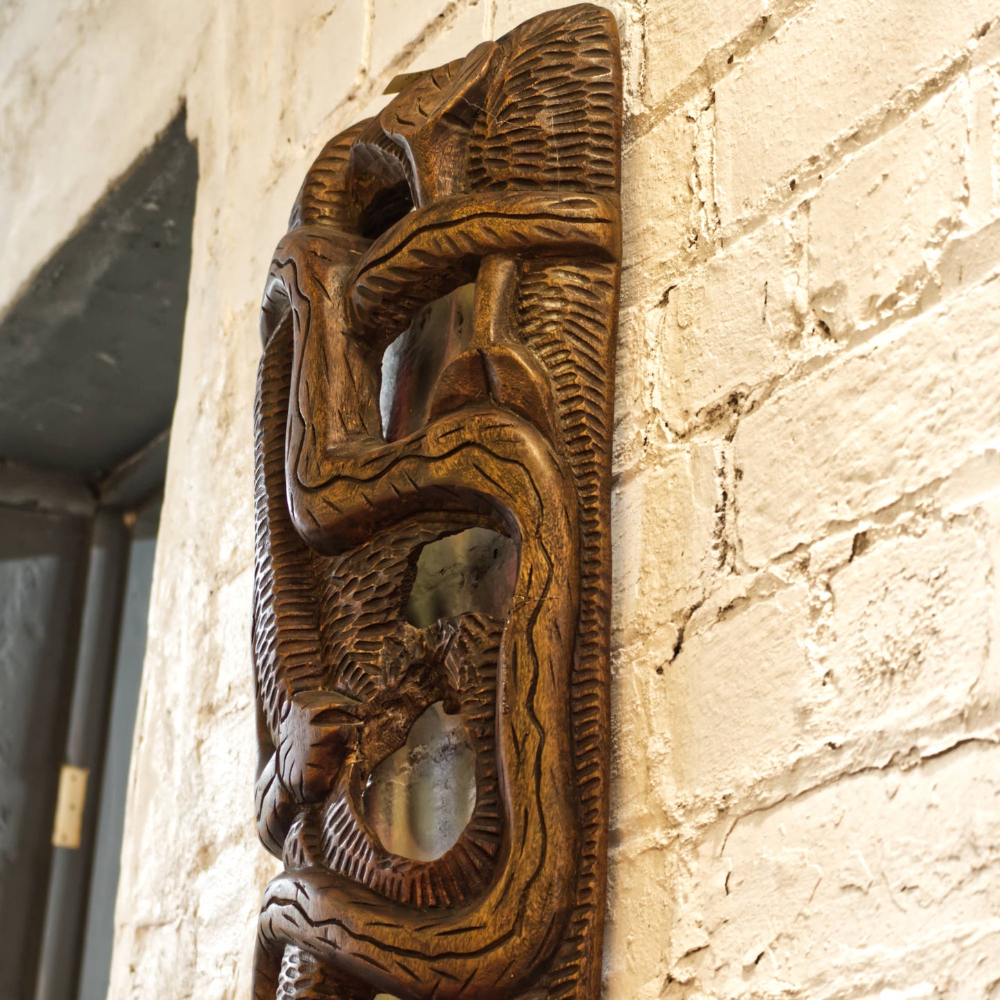 Hand carved Solid Wood Head / Snake Wall Art