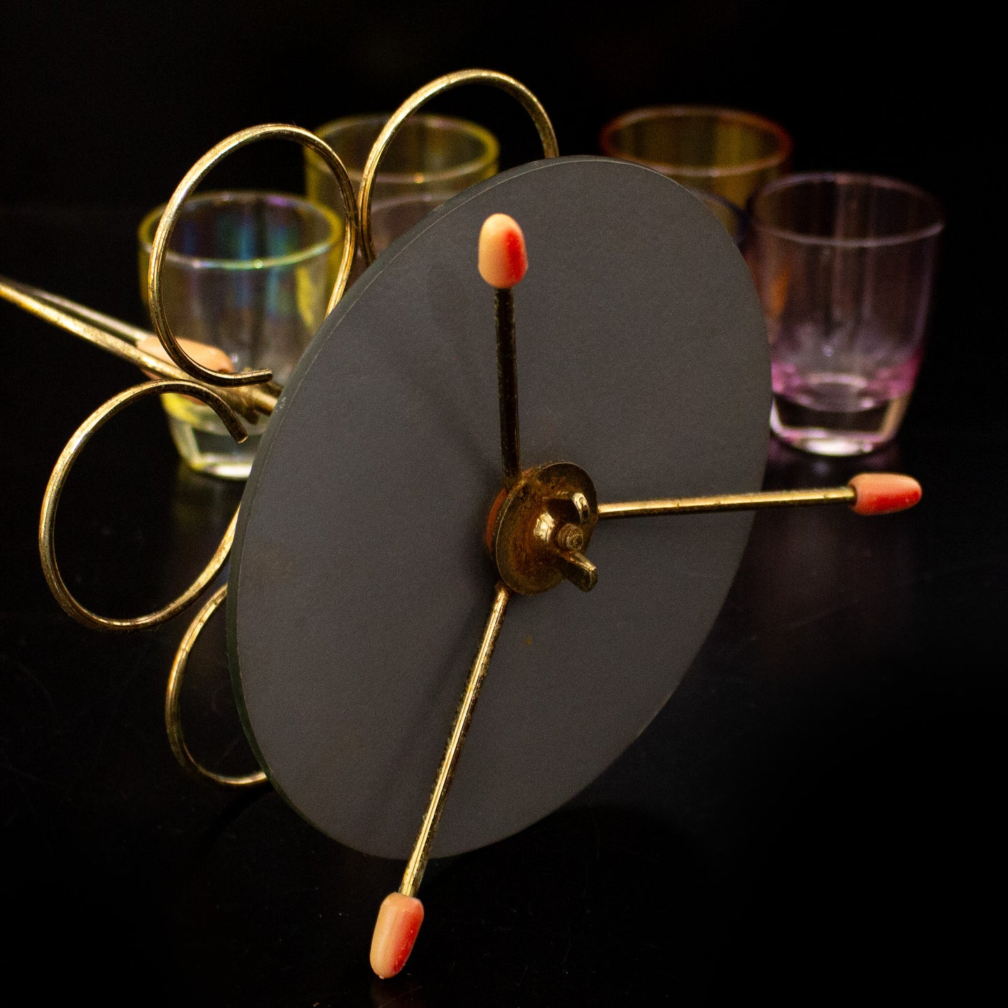 Vintage Mid Century 6 Shot Glass Set & Stand