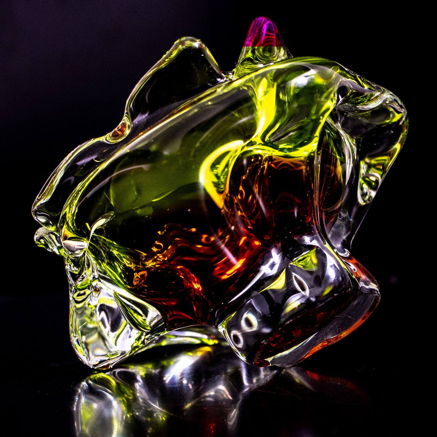 Vintage Mid Century Czech Chribska Glass Bowl Art By Josef Hospodka Sommerso