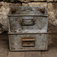 Vintage Pair Metal Galvanised Factory Part Bins Storage Boxes