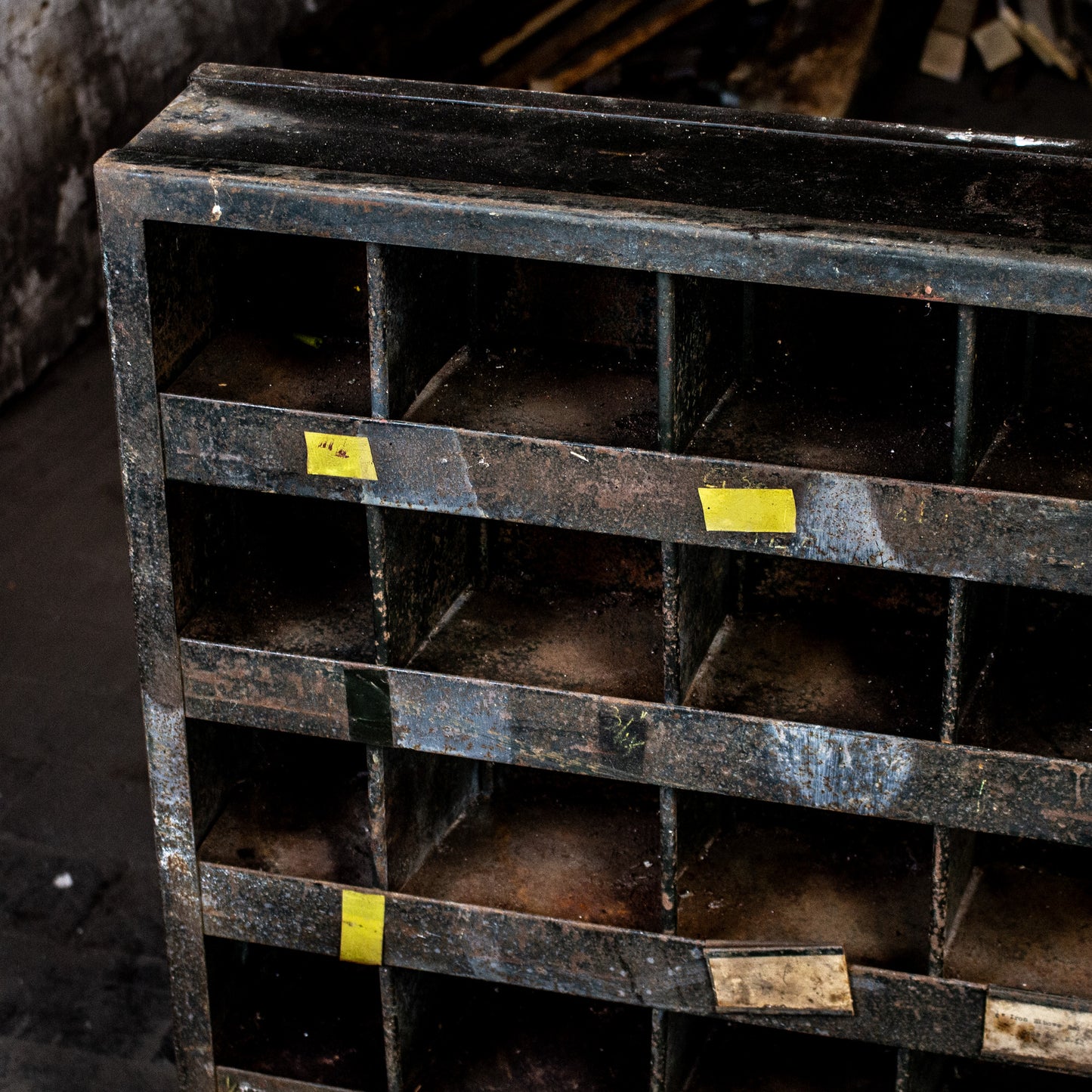 Vintage Metal Adjustable Industrial Heavy Duty Pigeon Hole Cabinet