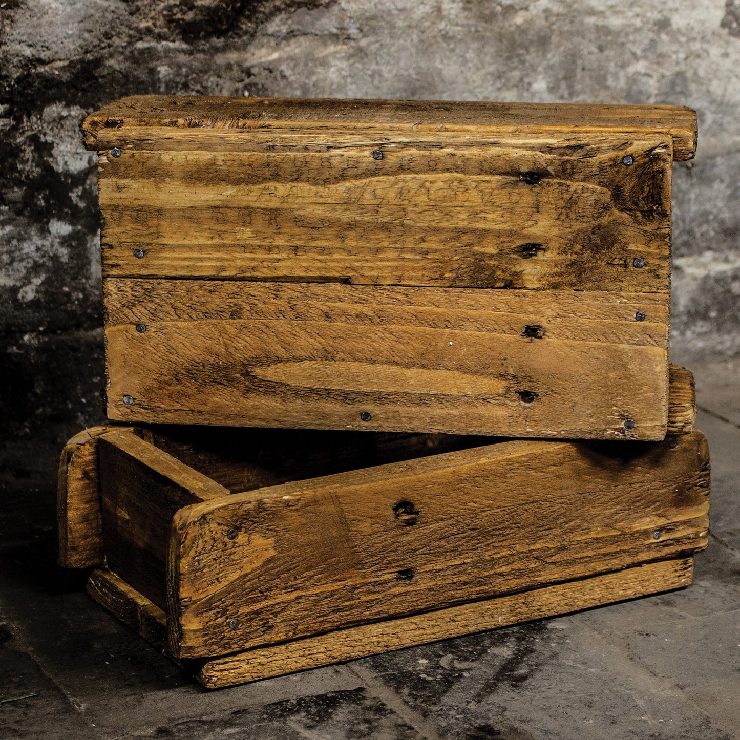 Reclaimed Wooden Rustic Brick Mould Storage Crate