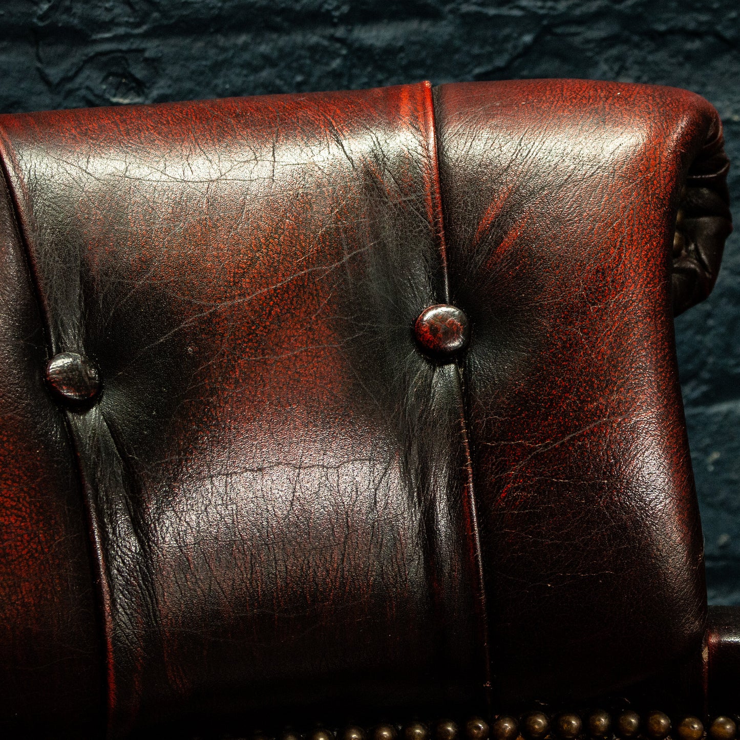 Antique Vintage Style Captains Swivel Red Leather Desk Chair
