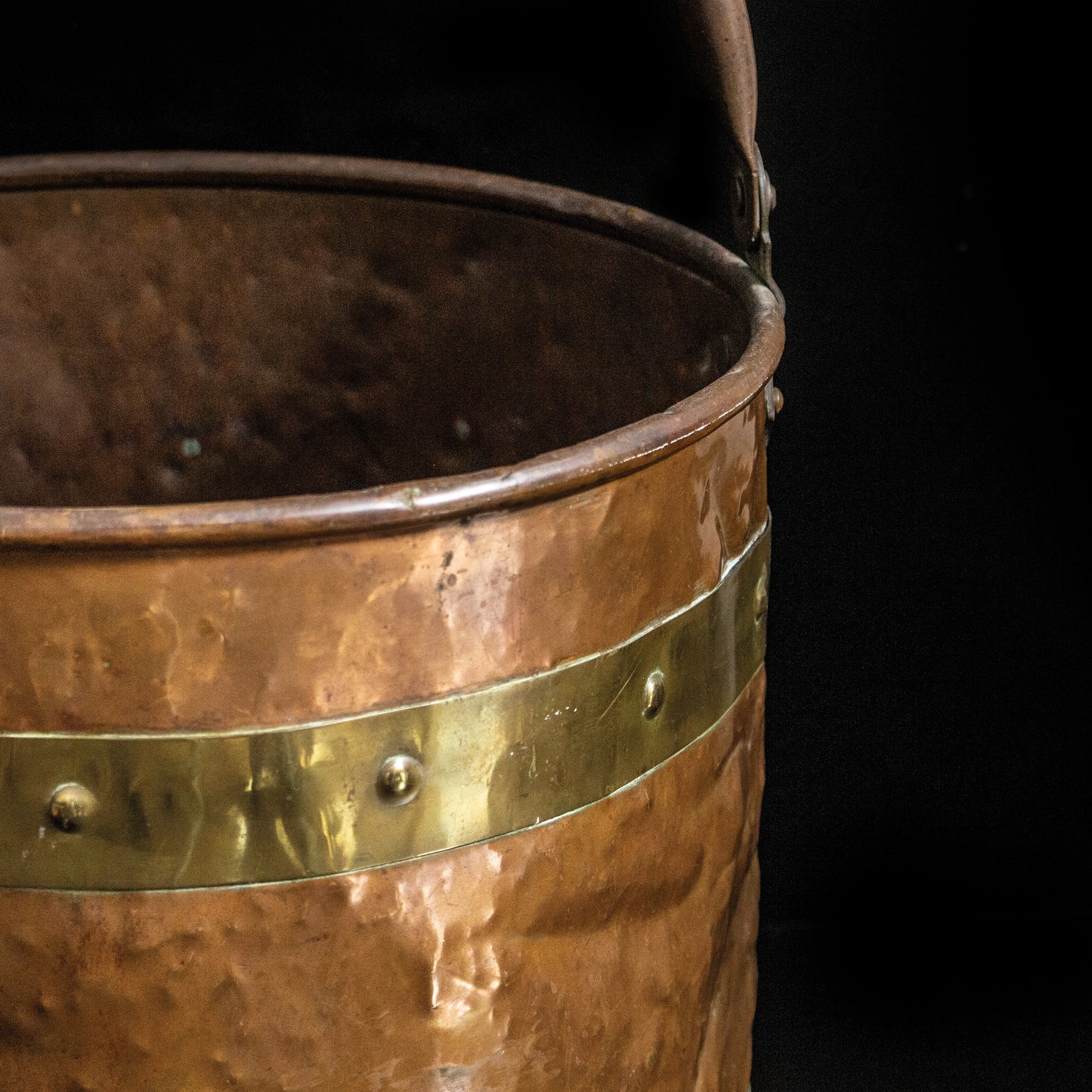 Antique Vintage Copper / Brass Log Bucket Bin Coal Scuttle