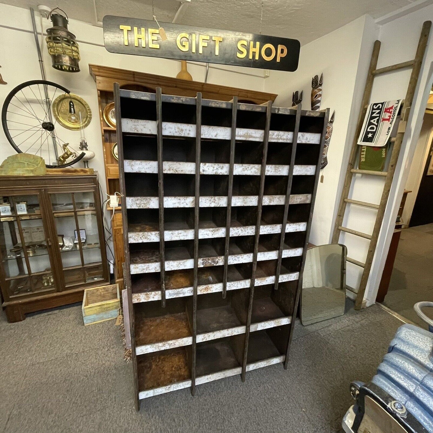 Vintage Industrial Metal Factory Pigeon Holes Cabinet