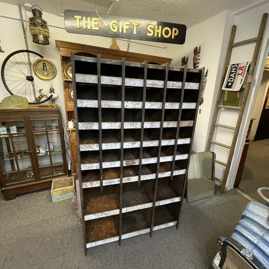 Vintage Industrial Metal Factory Pigeon Holes Cabinet
