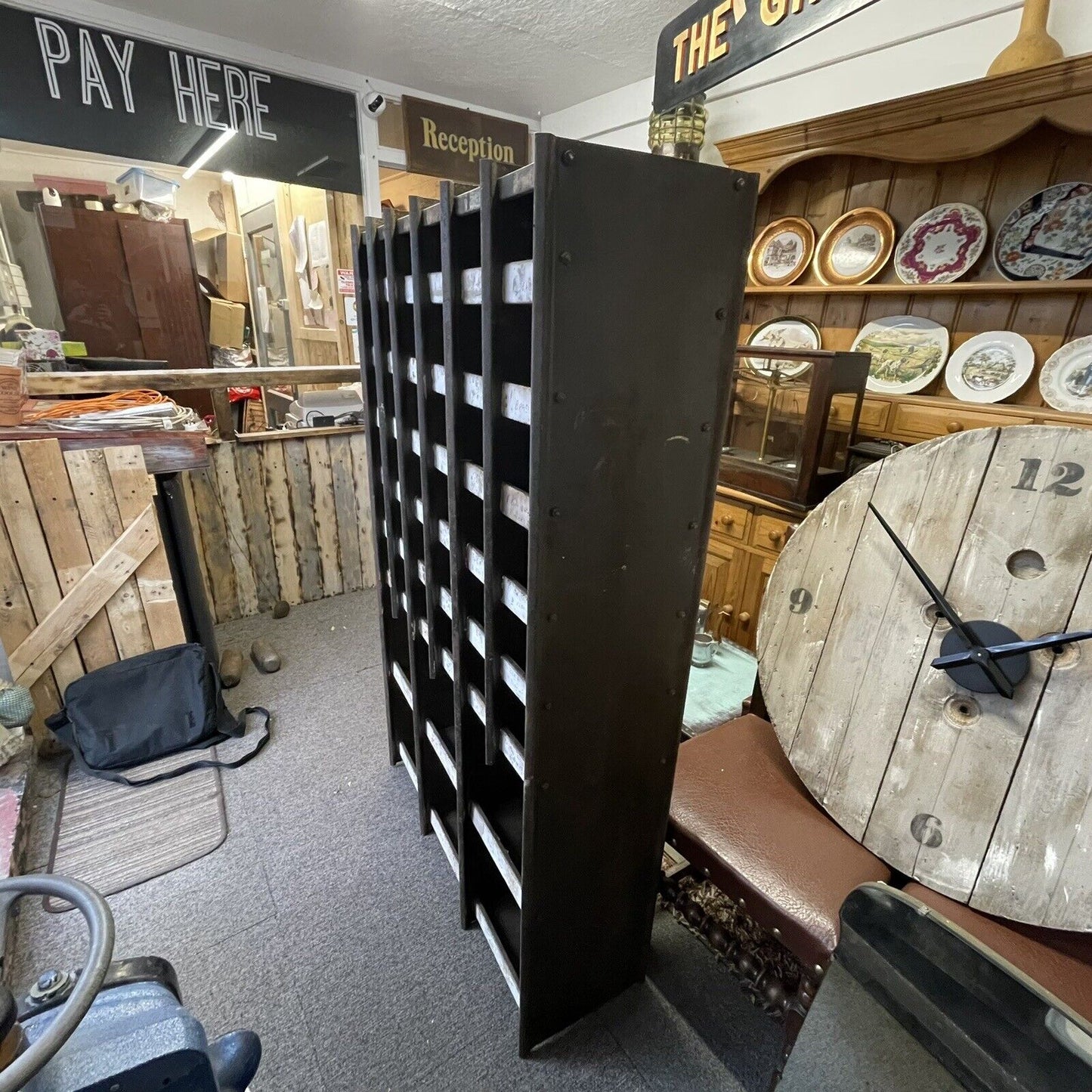 Vintage Industrial Metal Factory Pigeon Holes Cabinet