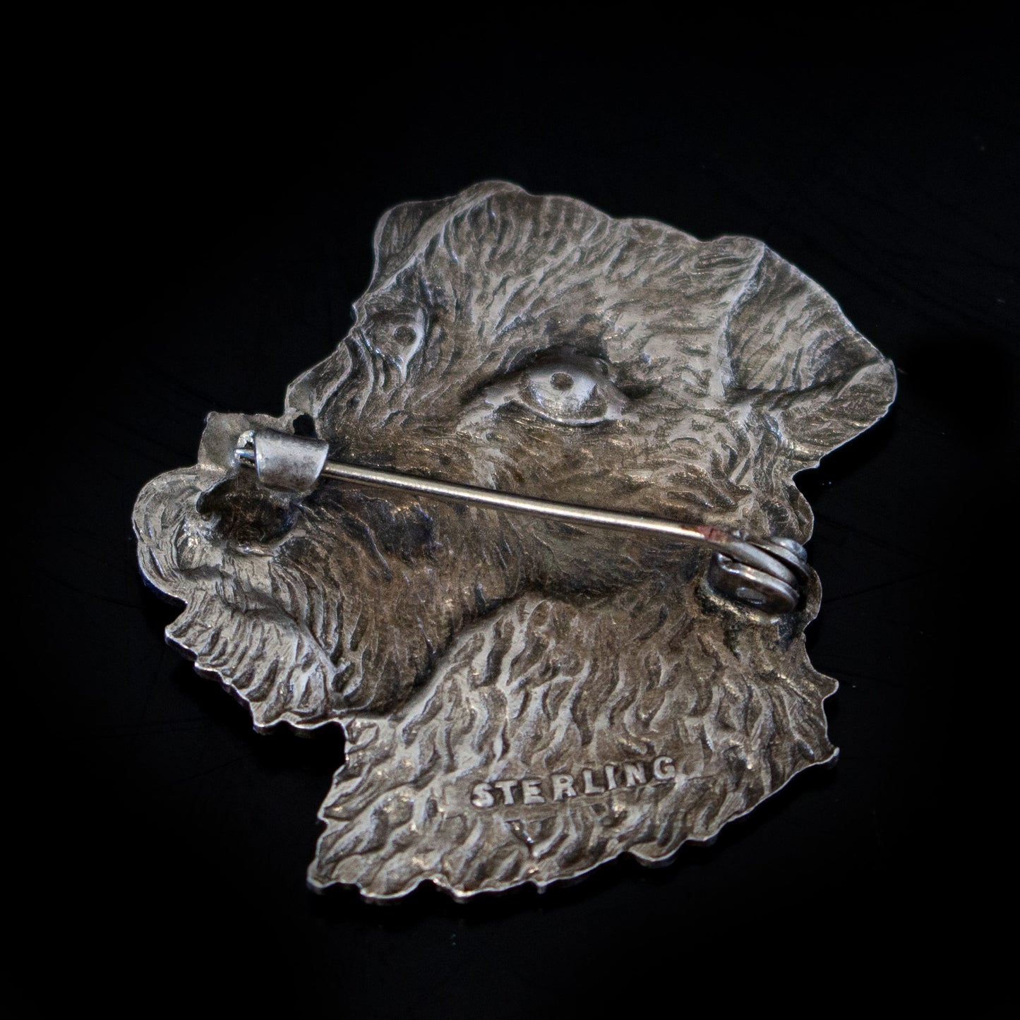 Vintage 925 Silver Airedale Terrier Dog Brooch