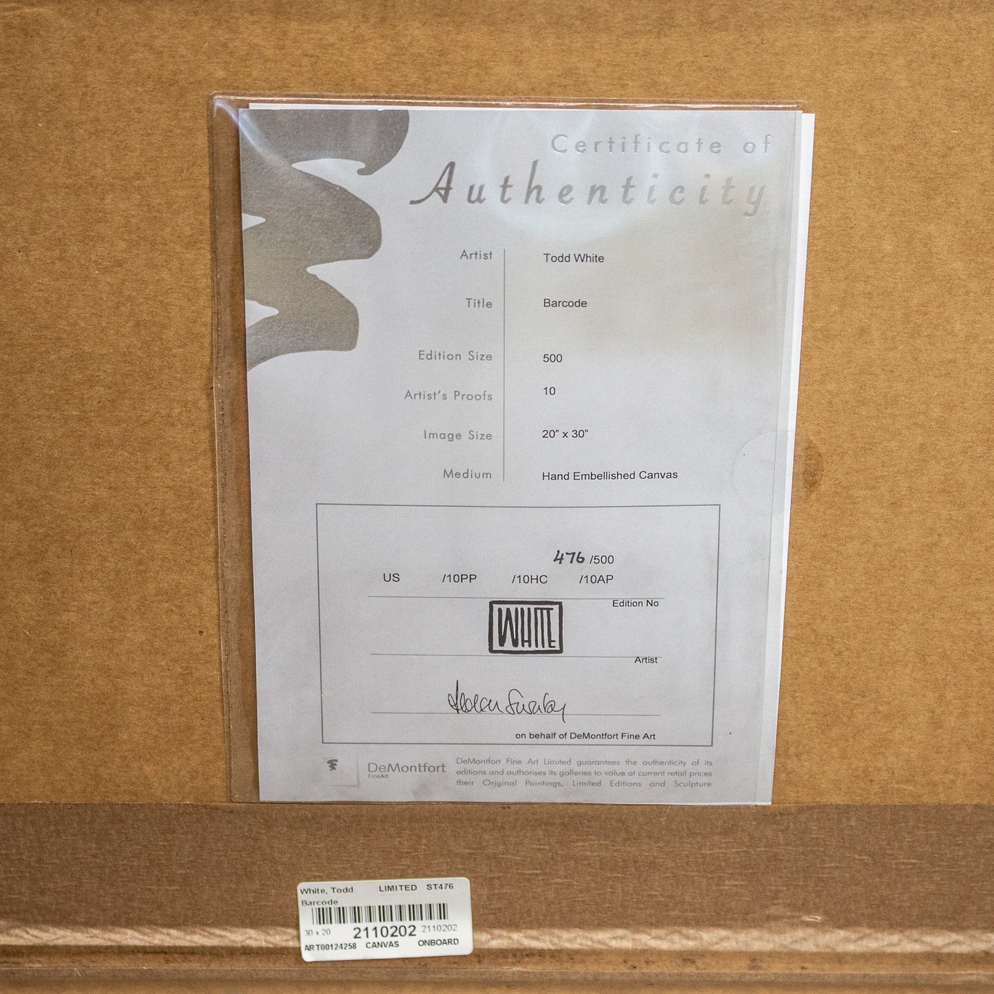 Todd White 'Barcode' Limited Edition Print 476/500