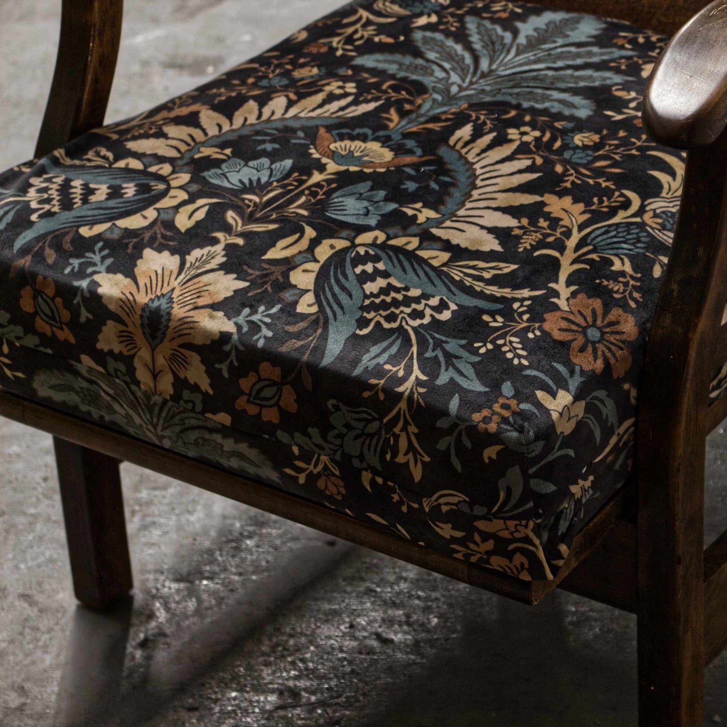 Antique vintage Wooden Upholstered Reclining Chair