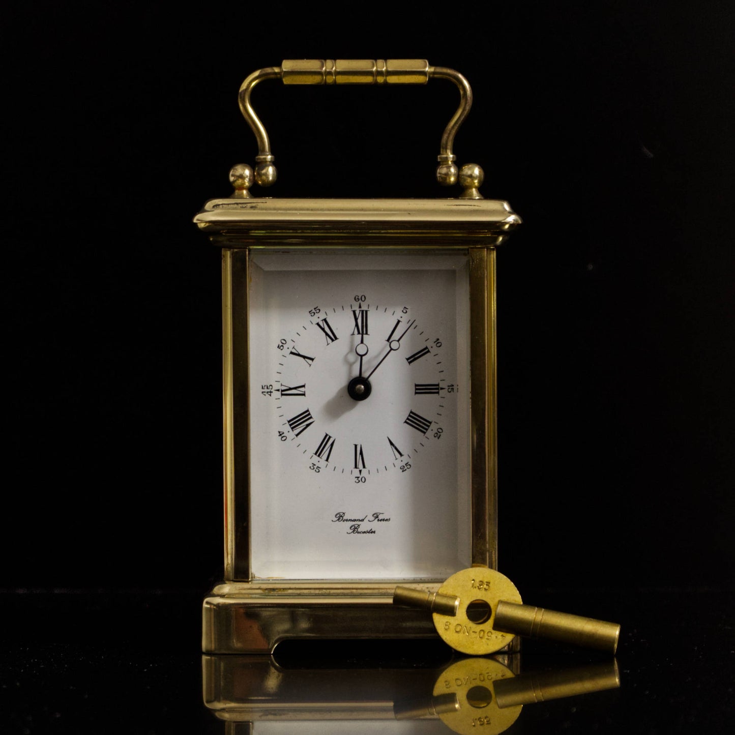 Vintage Mechanical Bornand Freres Brass Carriage Clock
