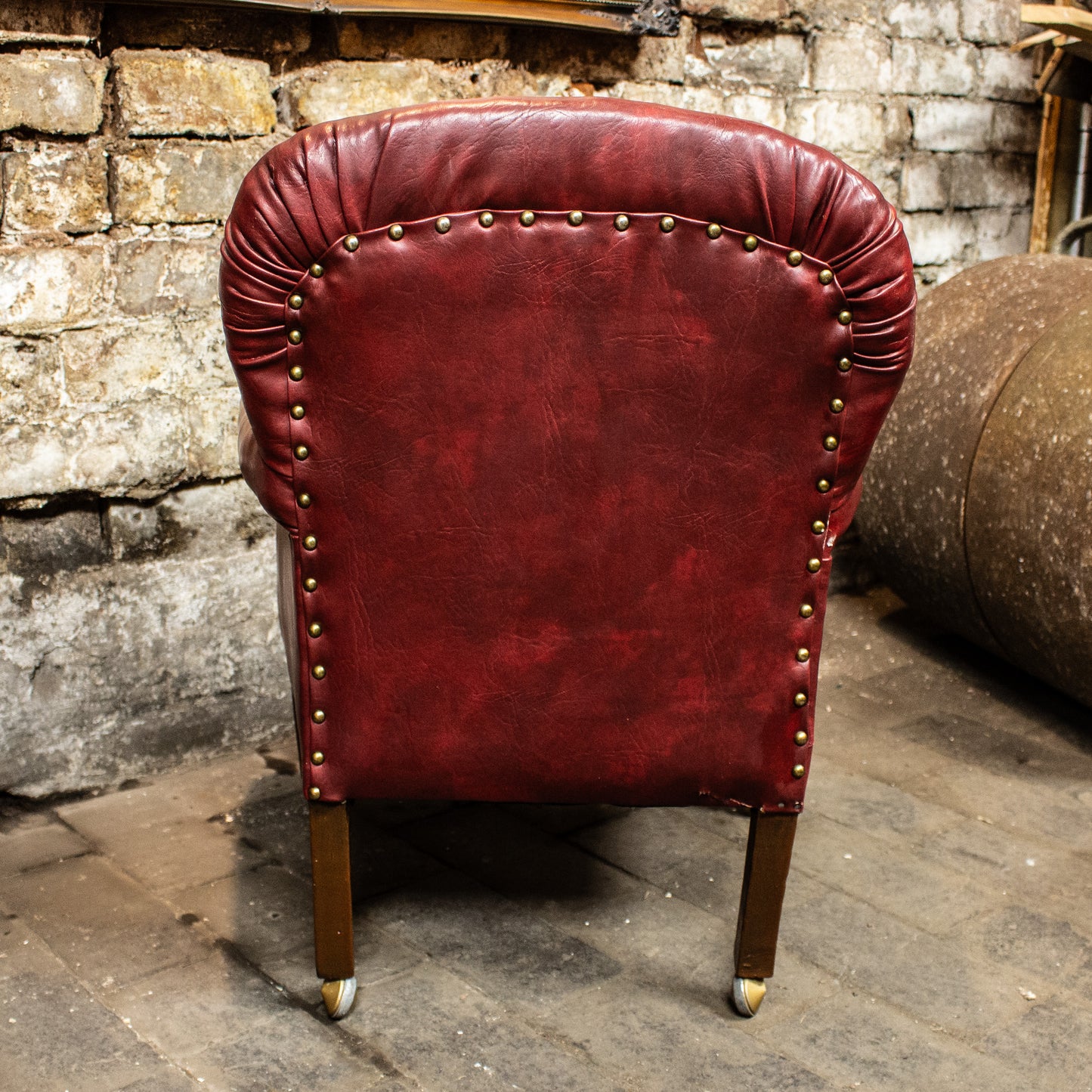 Antique Vintage Upholstered Childs Armchair On Castors