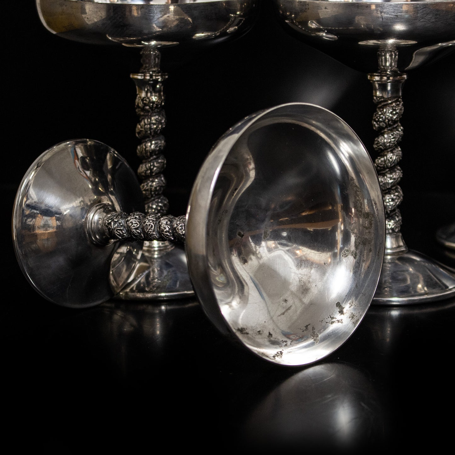 Vintage Valero Silver Plated Wine Goblets x4 Spanish Made